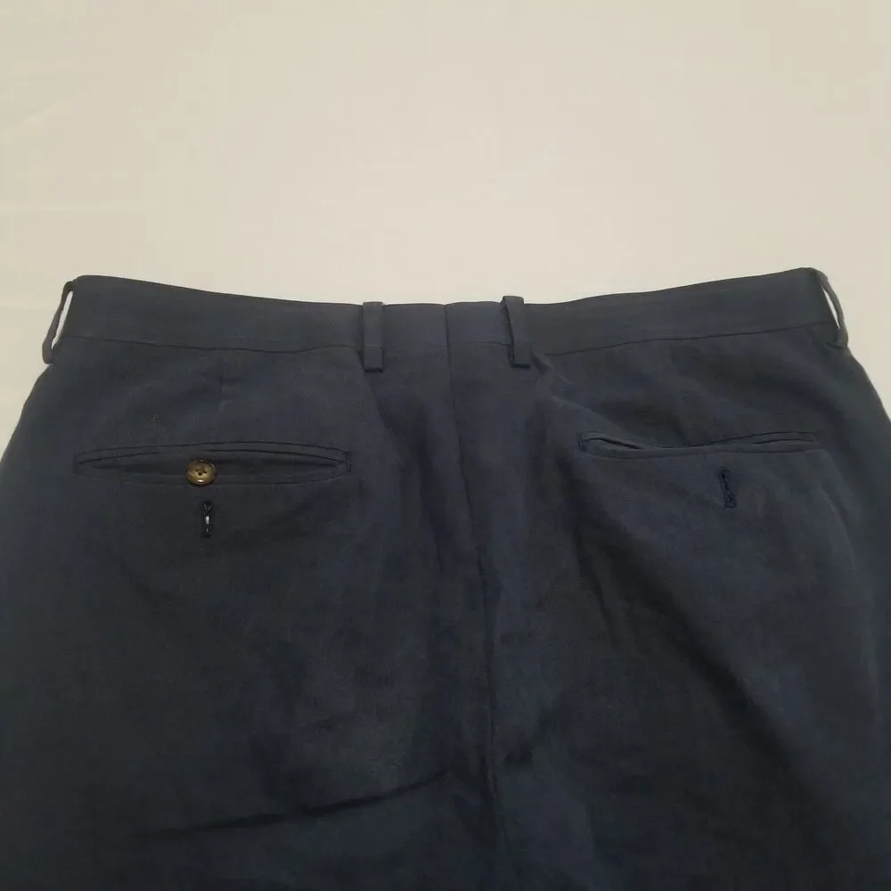 J.Crew Ludlow Slim Suit Pants Somelos Portugal Linen Blend Navy Blue 32x32 H4161